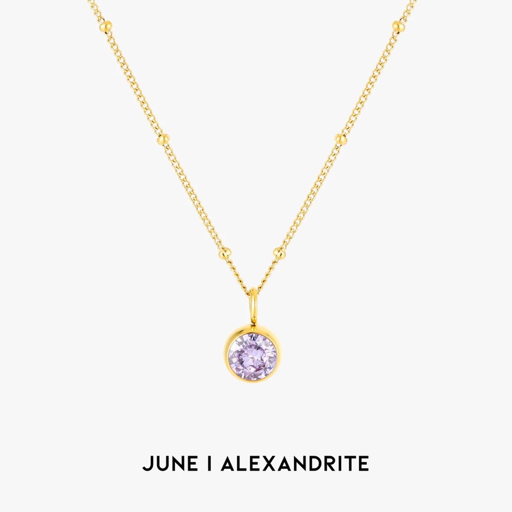 Oshena - Birthstone Necklace -  Alexandrite Gemstone & 18k Gold - New - Picture 2 of 3